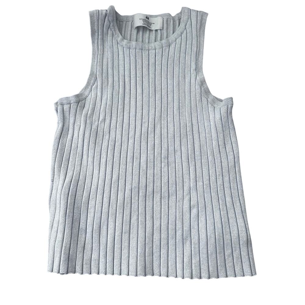 H&M Rib Knit Gray Sleeveless Tank Top - Size 12/14